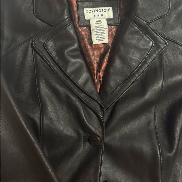 COVINGTON BROWN LEATHER JACKET SIZE M/M 10-12 - Picture 5 of 5